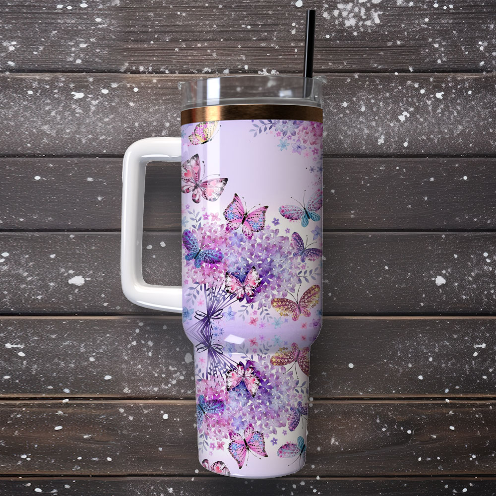 Butterfly Colorful Stanley Custom Stanley Cup 40 oz 30 oz Tumbler With Handle