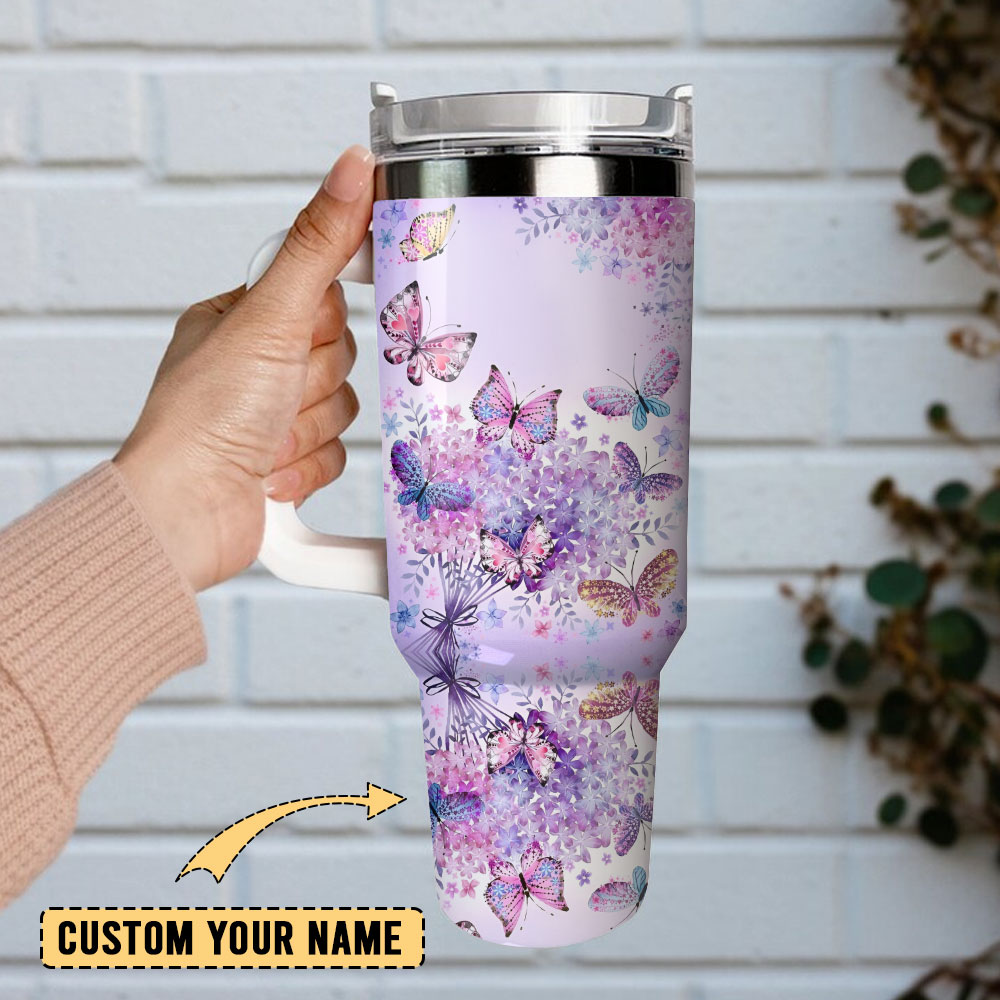 Butterfly Colorful Stanley Custom Stanley Cup 40 oz 30 oz Tumbler With Handle
