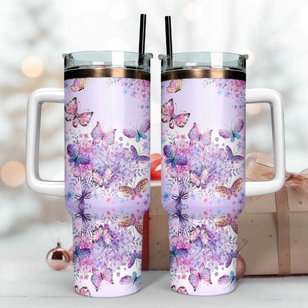 Butterfly Colorful Stanley Custom Stanley Cup 40 oz 30 oz Tumbler With Handle