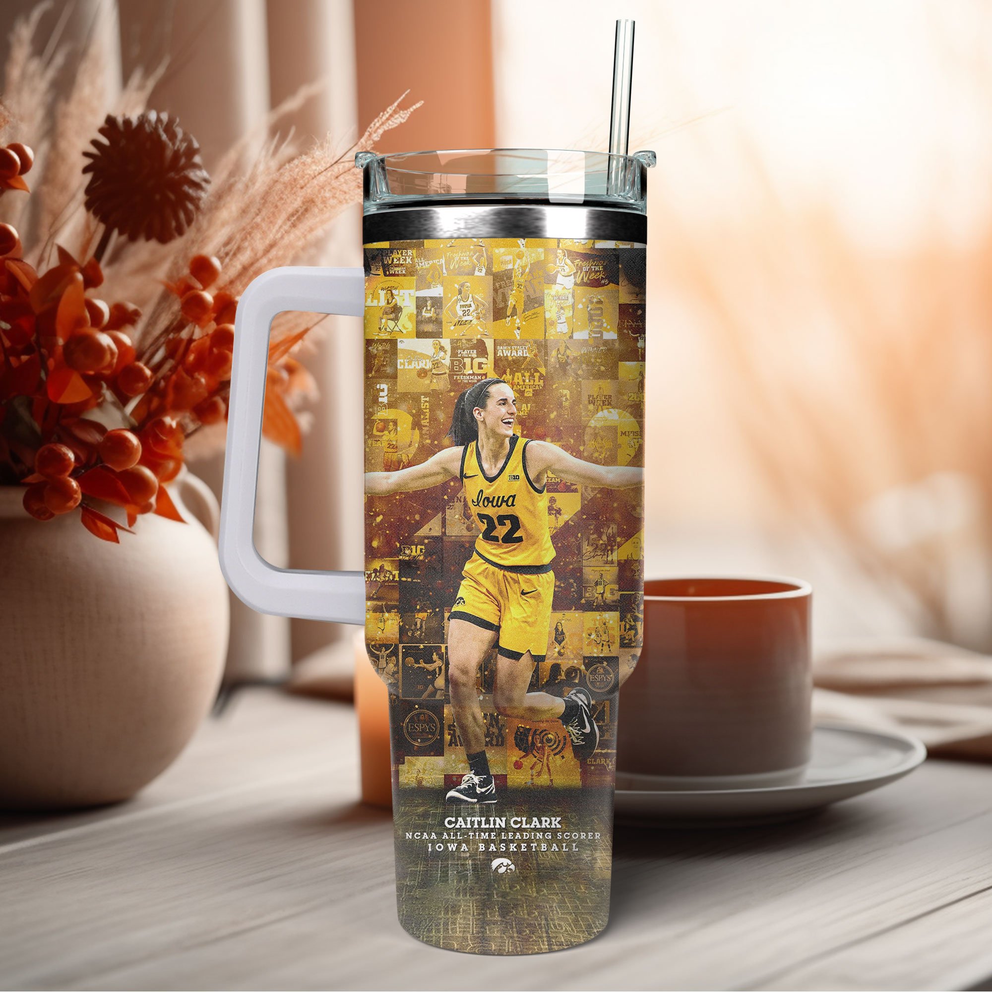 Caitlin Clark Iowa Hawkeyes Women's Basketball NCAA Custom Stanley Cup 40 oz 30 oz Tumbler With Handle