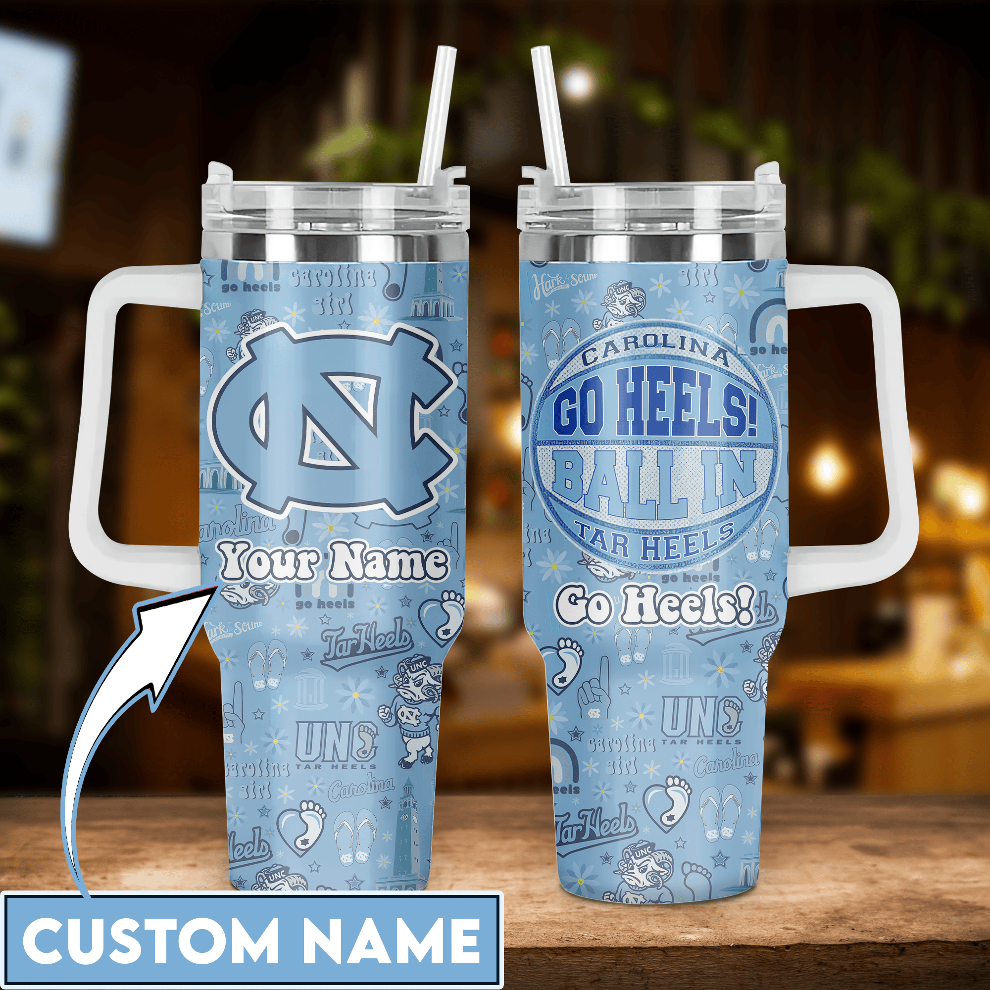 Carolina Tar Heels Basketball Custom Stanley Cup 40 oz 30 oz Tumbler With Handle