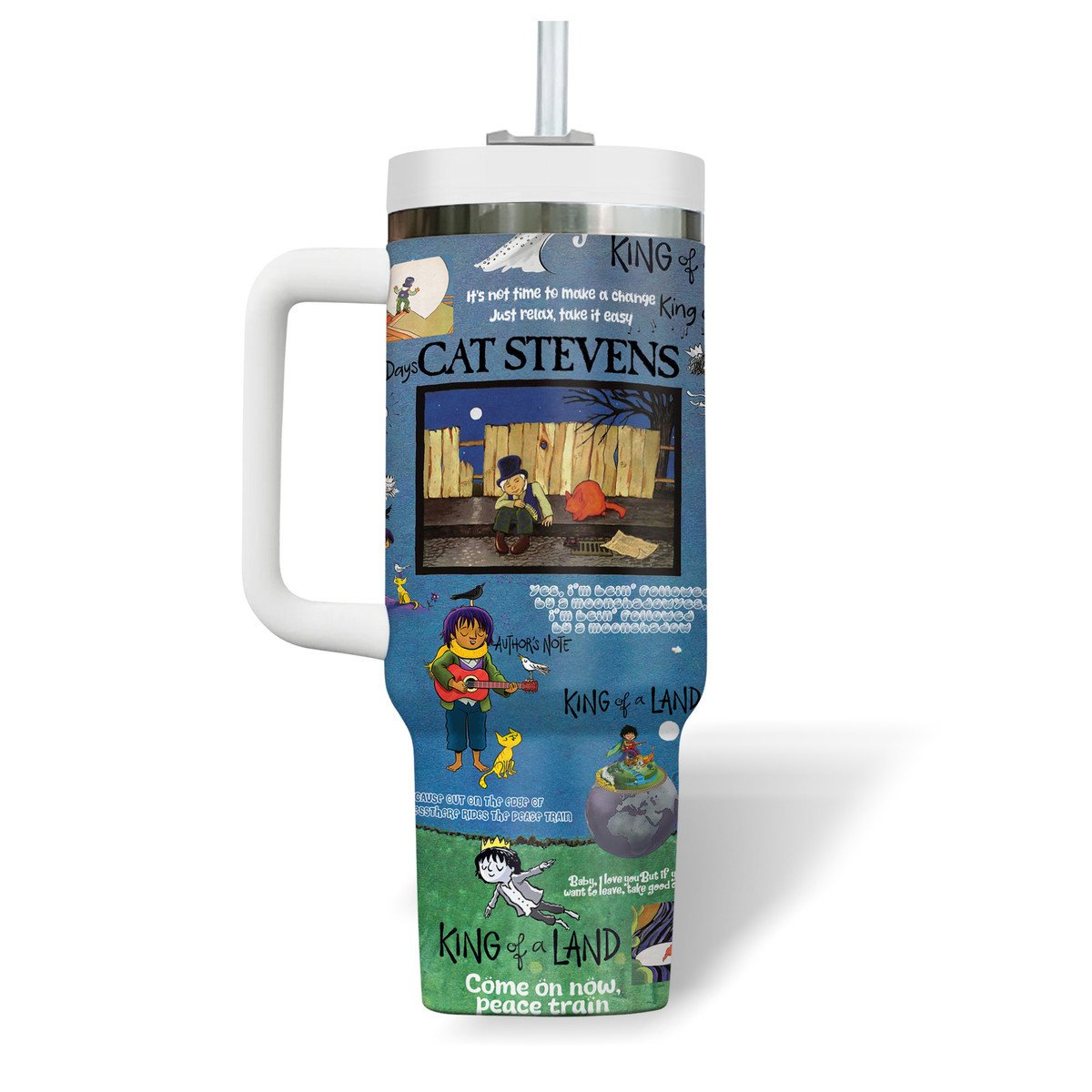 Cat Stevens Music Custom Stanley Cup 40 oz 30 oz Tumbler With Handle