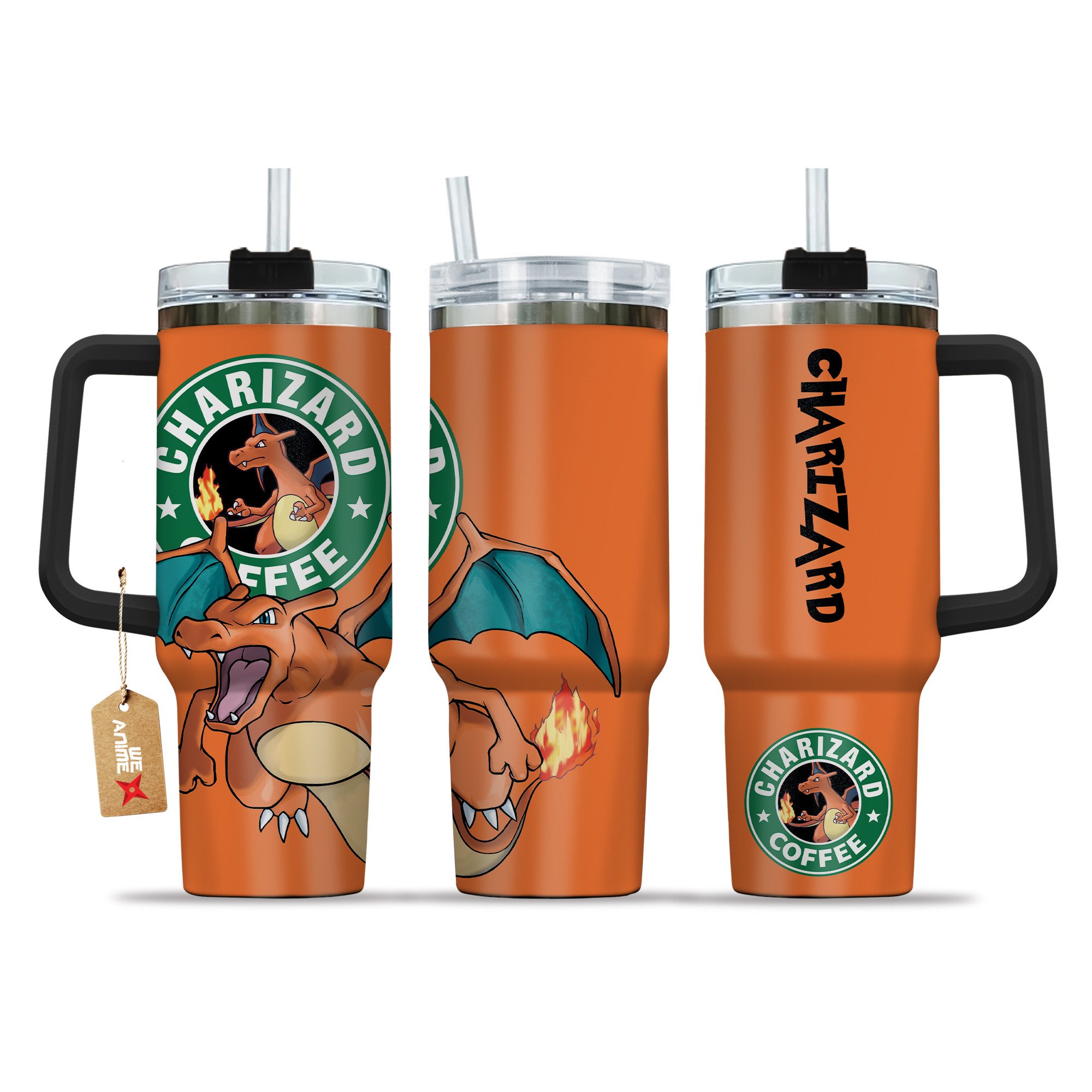 Charizard Coffee Pokemon Anime Custom Stanley Cup 40 oz 30 oz Tumbler With Handle
