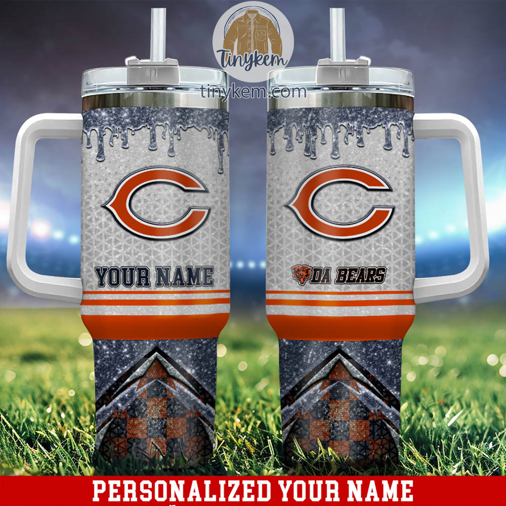 Chicago Bears Glitter NFL Custom Stanley Cup 40 oz 30 oz Tumbler With Handle