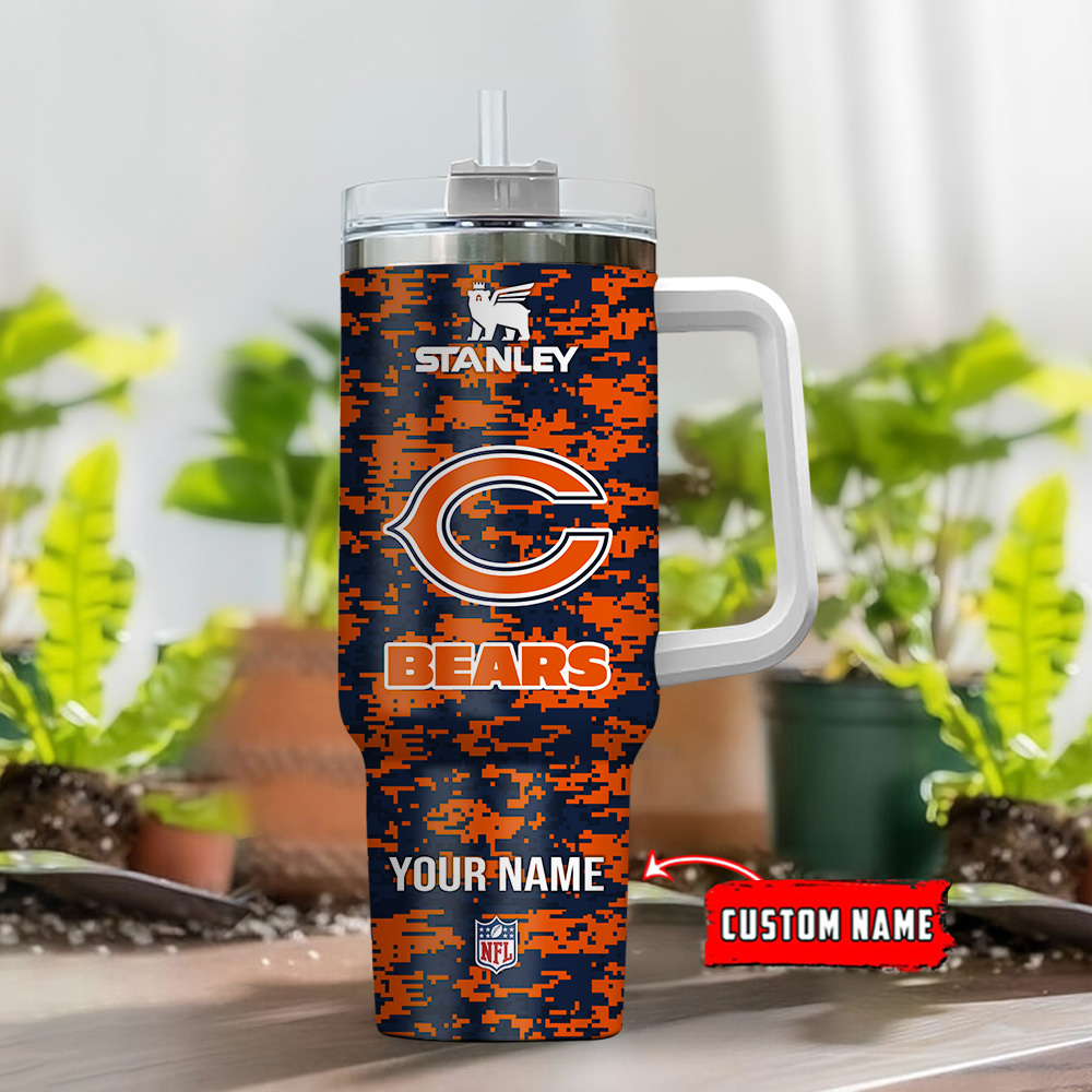 Chicago Bears NFL Camouflage Custom Stanley Cup 40 oz 30 oz Tumbler With Handle