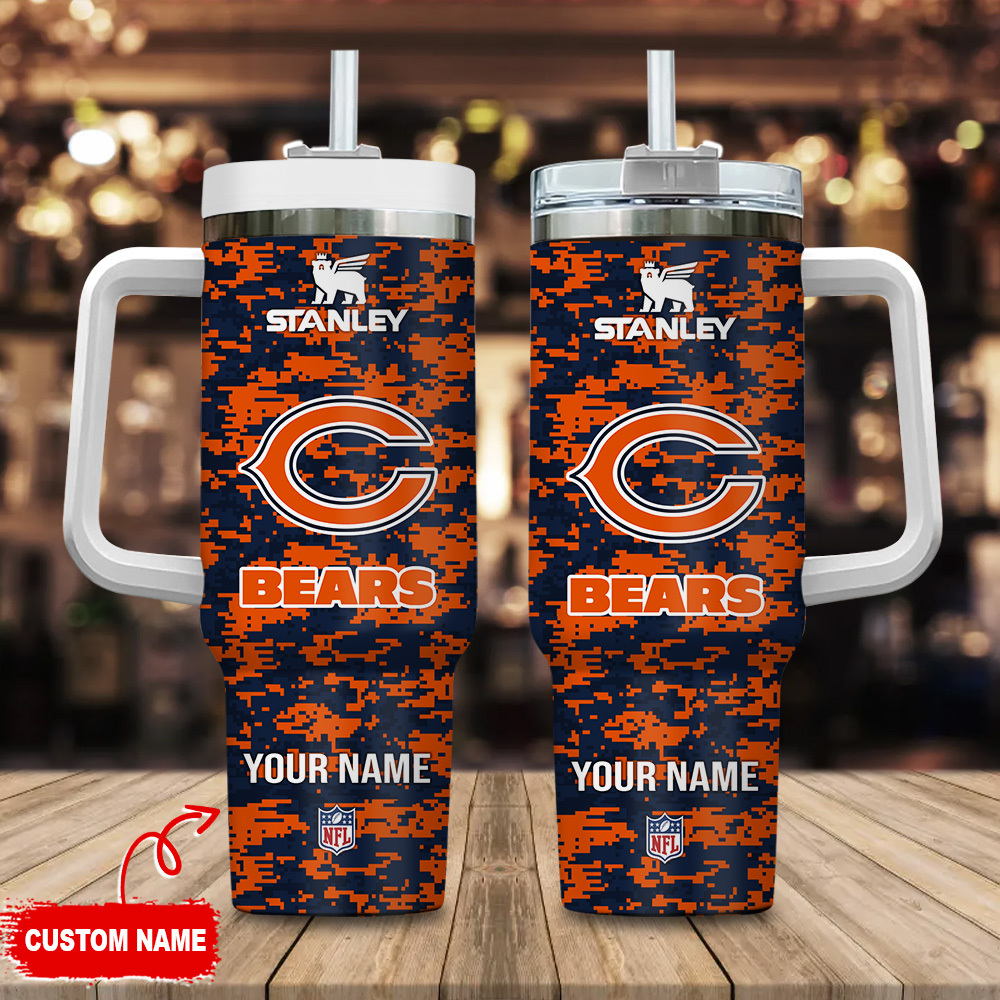 Chicago Bears NFL Camouflage Custom Stanley Cup 40 oz 30 oz Tumbler With Handle
