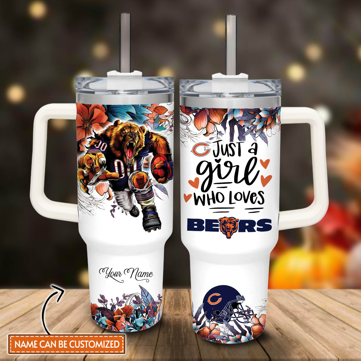 Chicago Bears NFL Custom Stanley Cup 40 oz 30 oz Tumbler With Handle