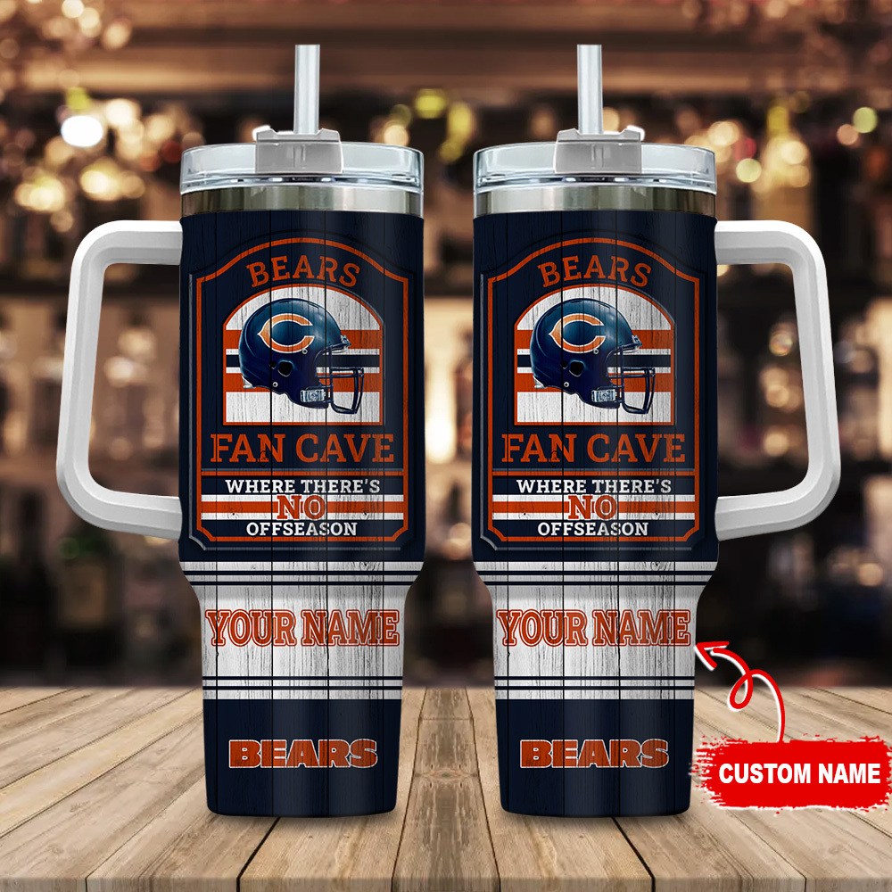 Chicago Bears NFL Fan Cave Custom Stanley Cup 40 oz 30 oz Tumbler With Handle