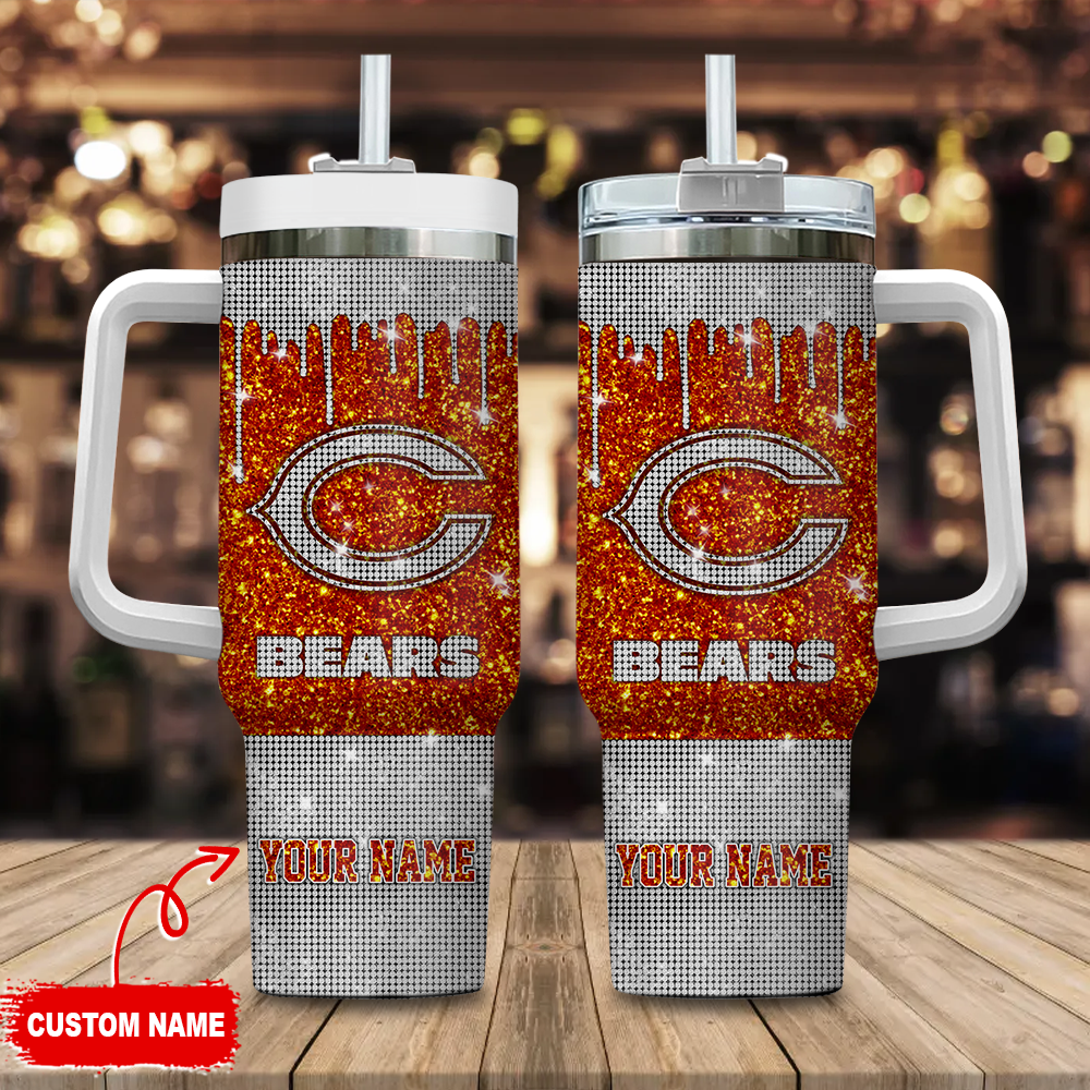 Chicago Bears NFL Glitter Custom Stanley Cup 40 oz 30 oz Tumbler With Handle