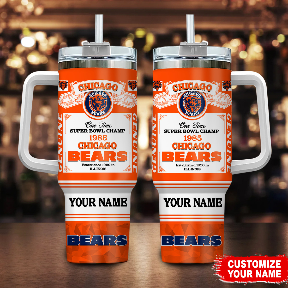 Chicago Bears NFL Super Bowl Champs Pride Custom Stanley Cup 40 oz 30 oz Tumbler With Handle