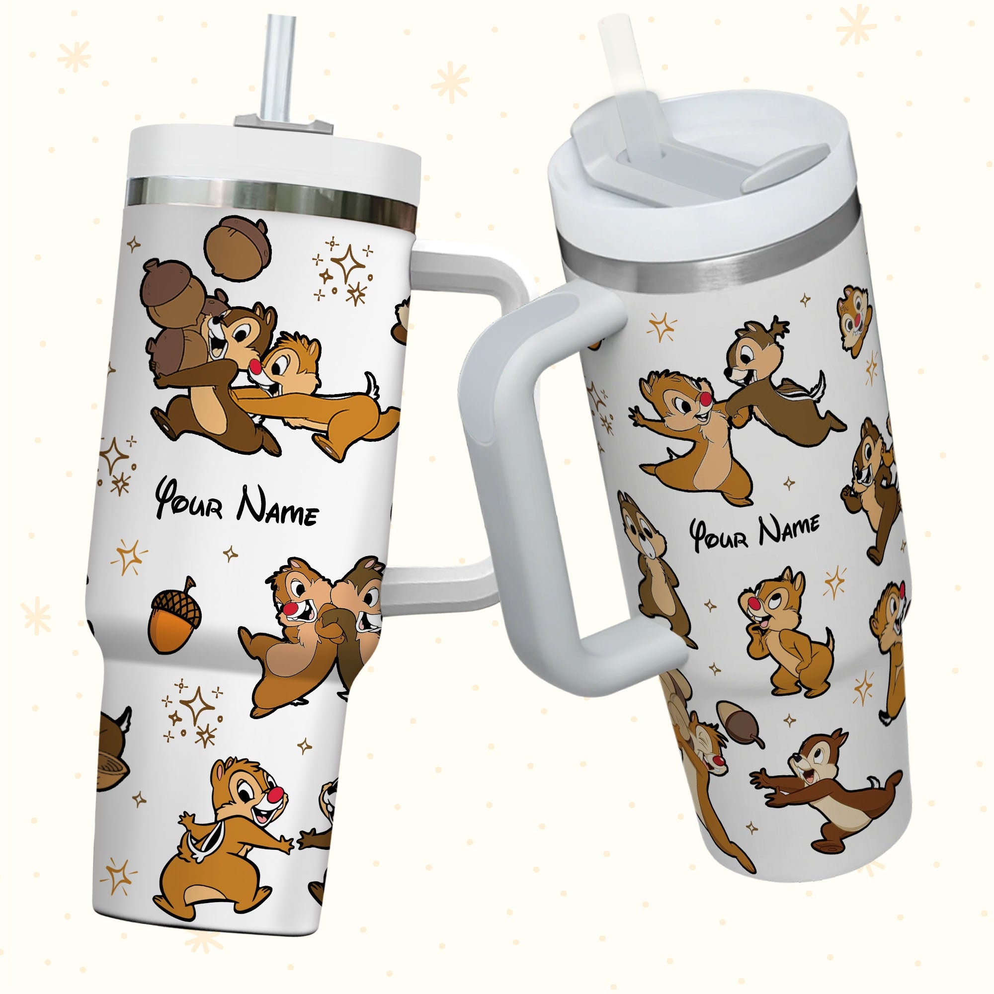 Chip And Dale Disney Cartoon Custom Stanley Cup 40 oz 30 oz Tumbler With Handle