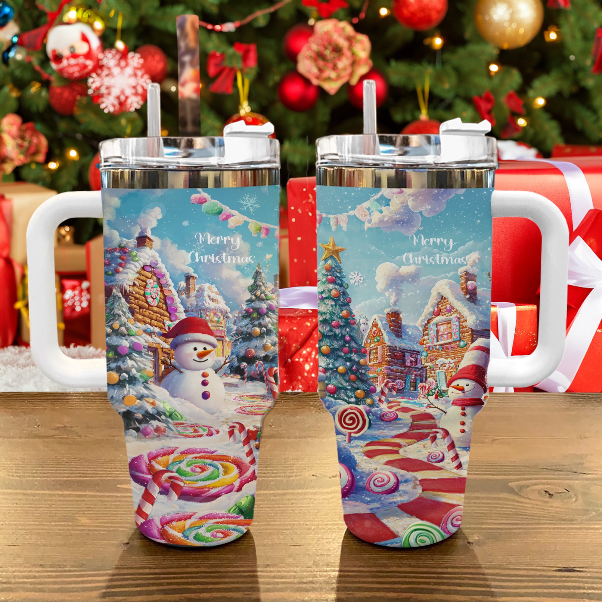Christmas Sweet Candy Town Custom Stanley Cup 40 oz 30 oz Tumbler With Handle
