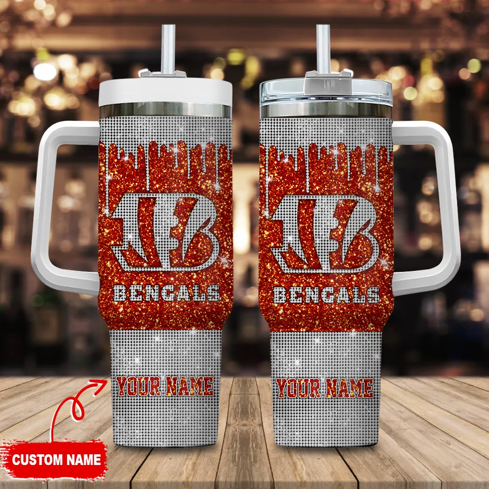 Cincinnati Bengals NFL Glitter Custom Stanley Cup 40 oz 30 oz Tumbler With Handle