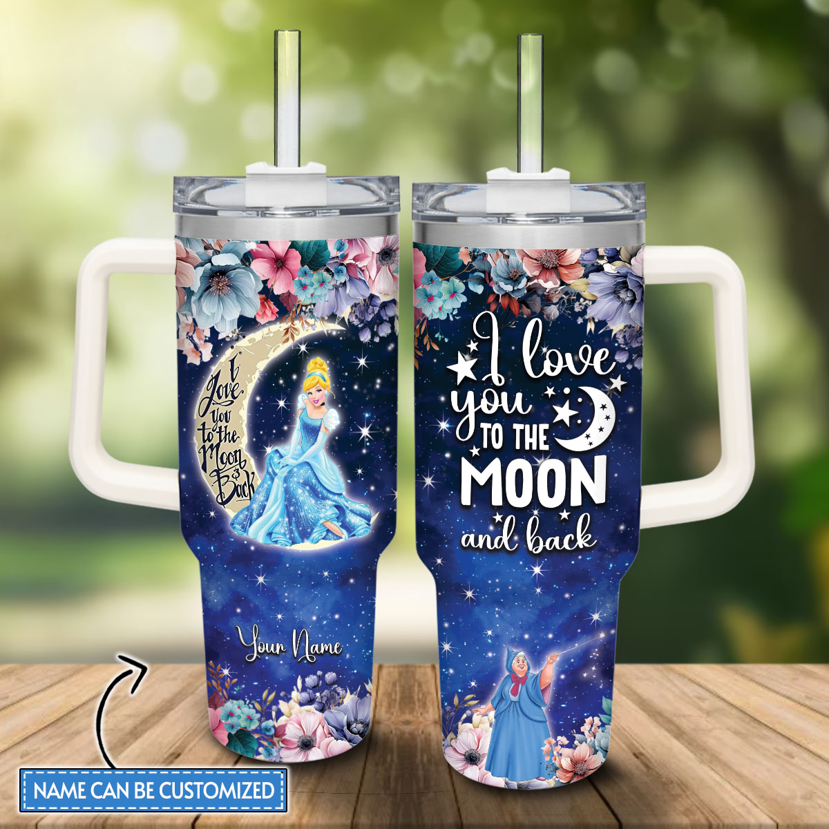 Cinderella Disney Princess Cartoon Custom Stanley Cup 40 oz 30 oz Tumbler With Handle
