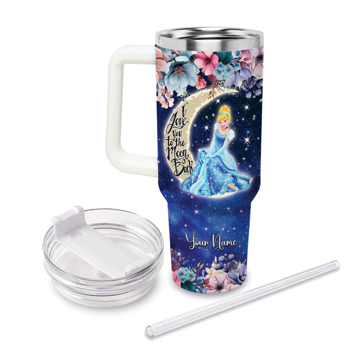 Cinderella Disney Princess Cartoon Custom Stanley Cup 40 oz 30 oz Tumbler With Handle