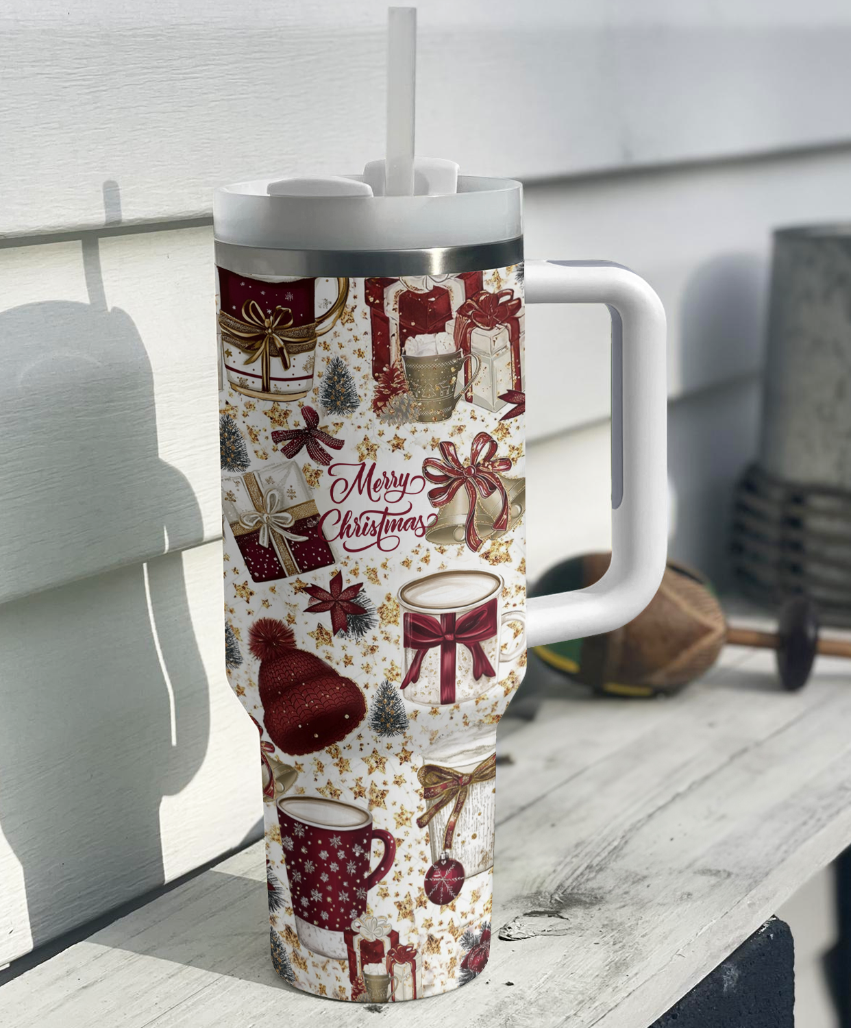Classic Crimson Christmas Custom Stanley Cup 40 oz 30 oz Tumbler With Handle