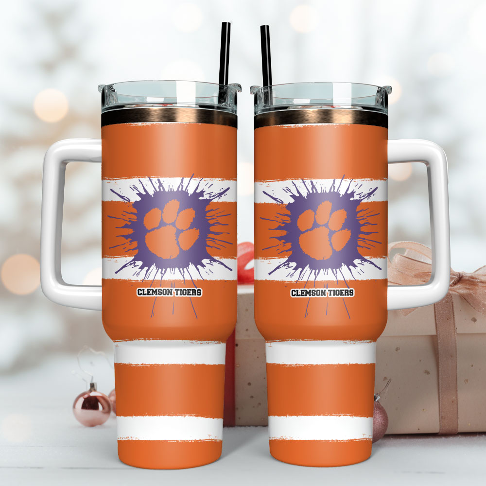 Clemson Tiger Football Team NCCA Custom Stanley Cup 40 oz 30 oz Tumbler With Handle