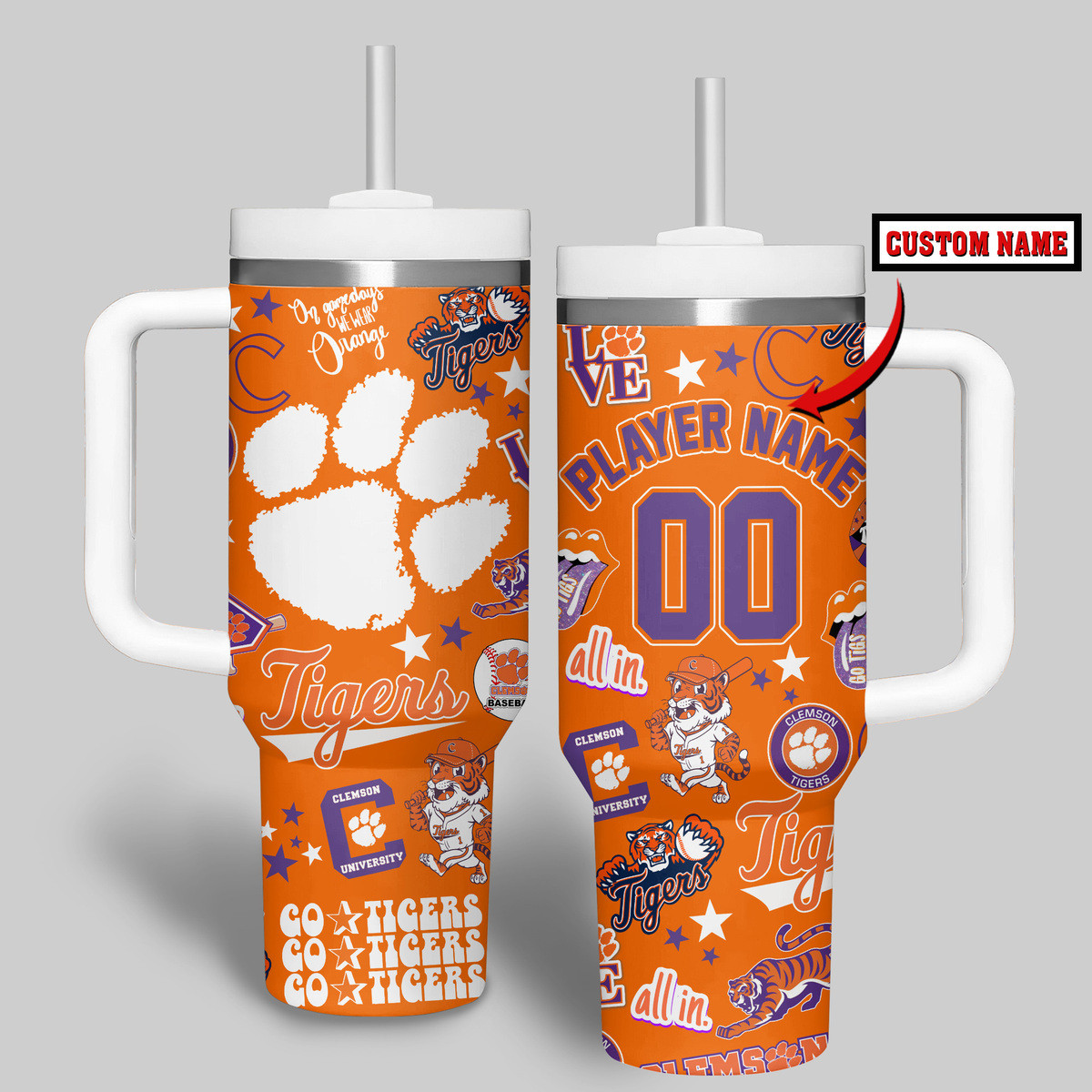 Clemson Tigers basketball NCAA Custom Stanley Cup 40 oz 30 oz Tumbler With Handle