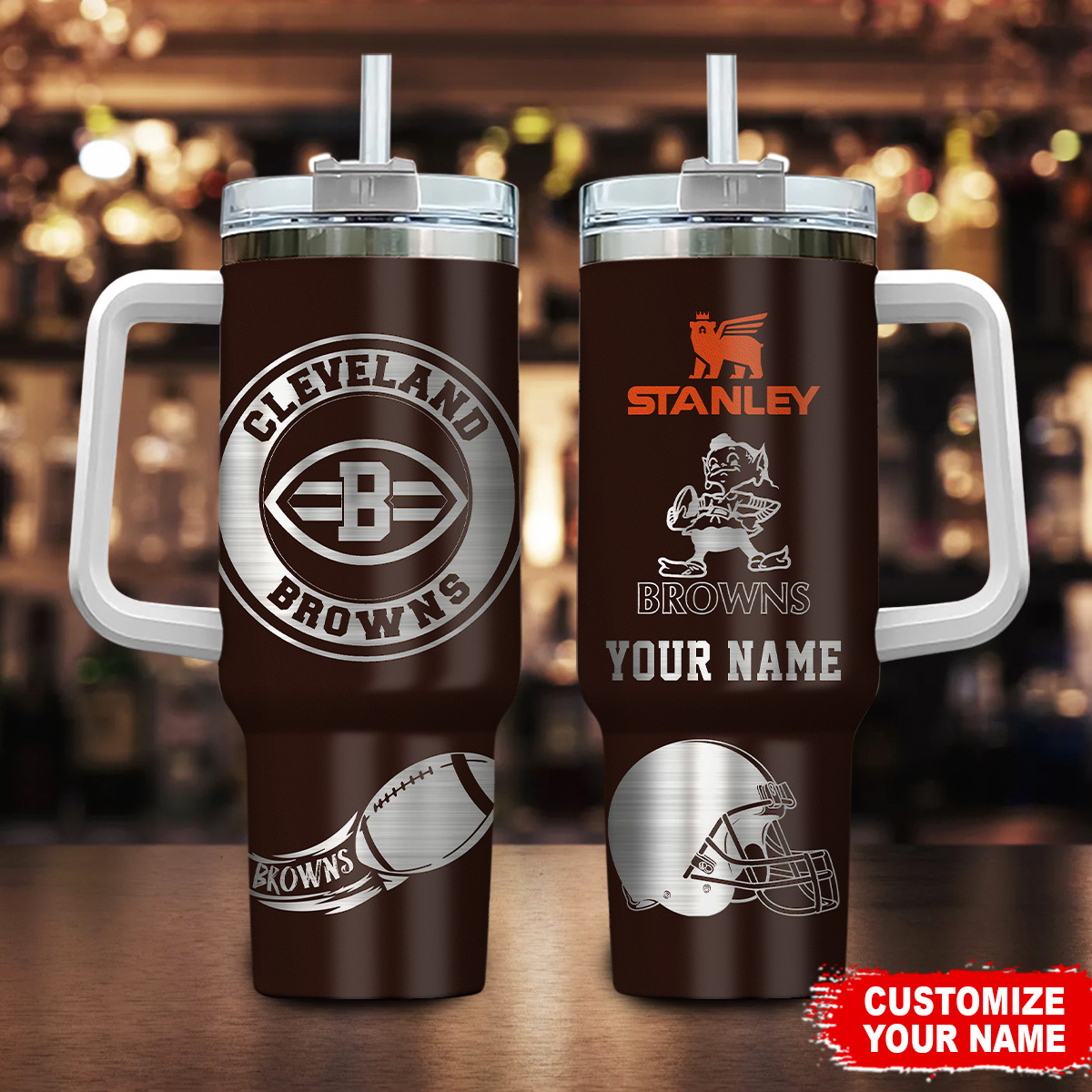 Cleveland Browns NFL Custom Stanley Cup 40 oz 30 oz Tumbler With Handle