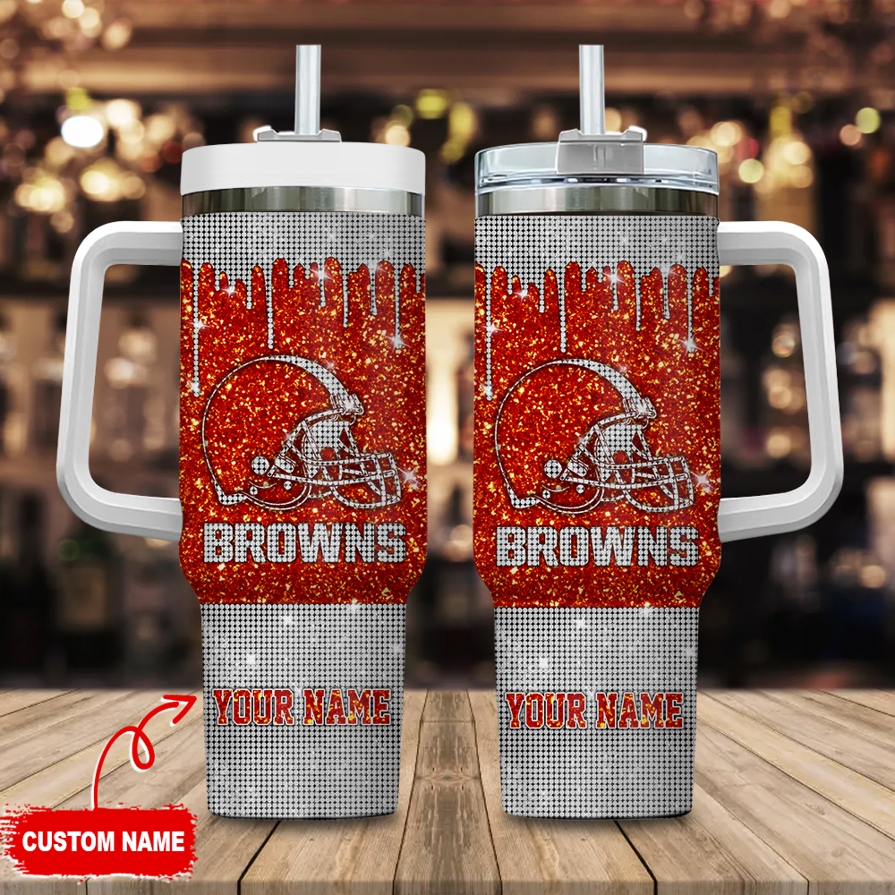 Cleveland Browns NFL Glitter Custom Stanley Cup 40 oz 30 oz Tumbler With Handle