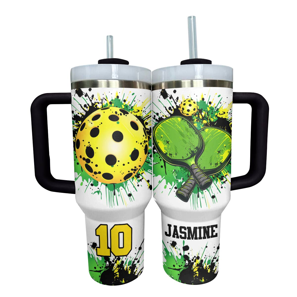 Colorful Splashing Pickleball Custom Stanley Cup 40 oz 30 oz Tumbler With Handle