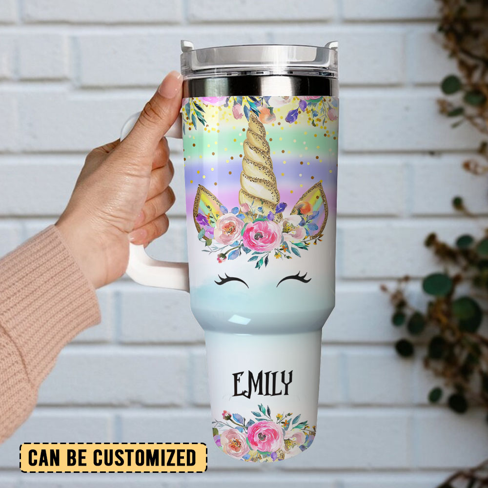 Colorful Unicorn Custom Stanley Cup 40 oz 30 oz Tumbler With Handle