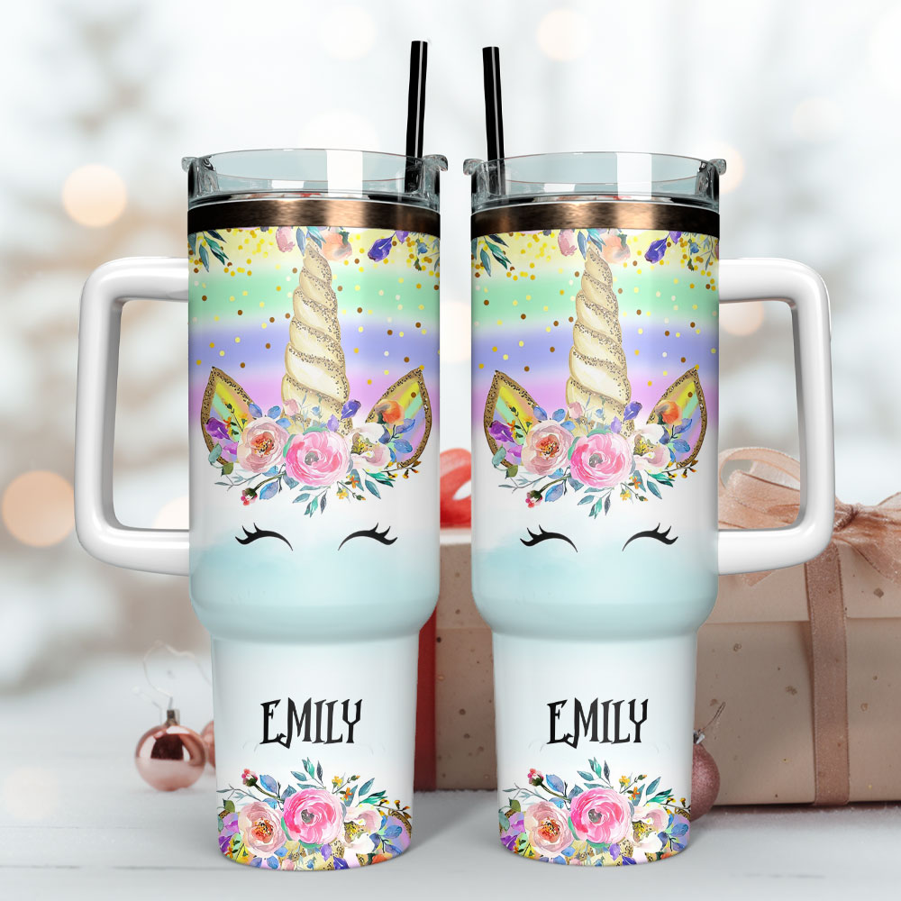 Colorful Unicorn Custom Stanley Cup 40 oz 30 oz Tumbler With Handle