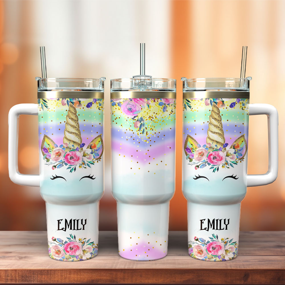 Colorful Unicorn Custom Stanley Cup 40 oz 30 oz Tumbler With Handle