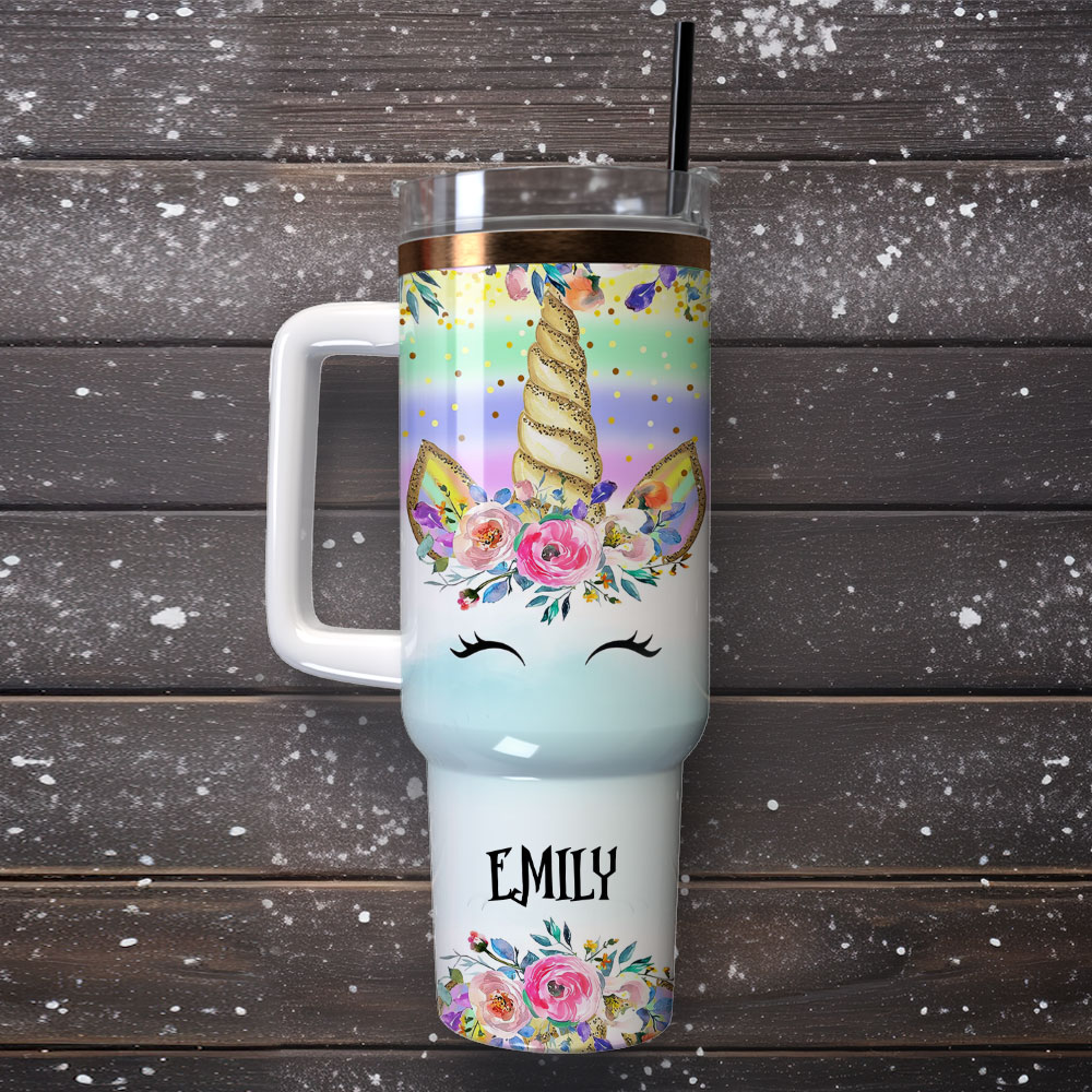 Colorful Unicorn Custom Stanley Cup 40 oz 30 oz Tumbler With Handle