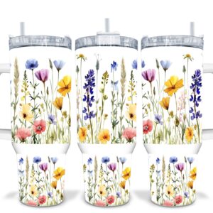 Colorful Wildflowers Custom Stanley Cup 40 oz 30 oz Tumbler With Handle