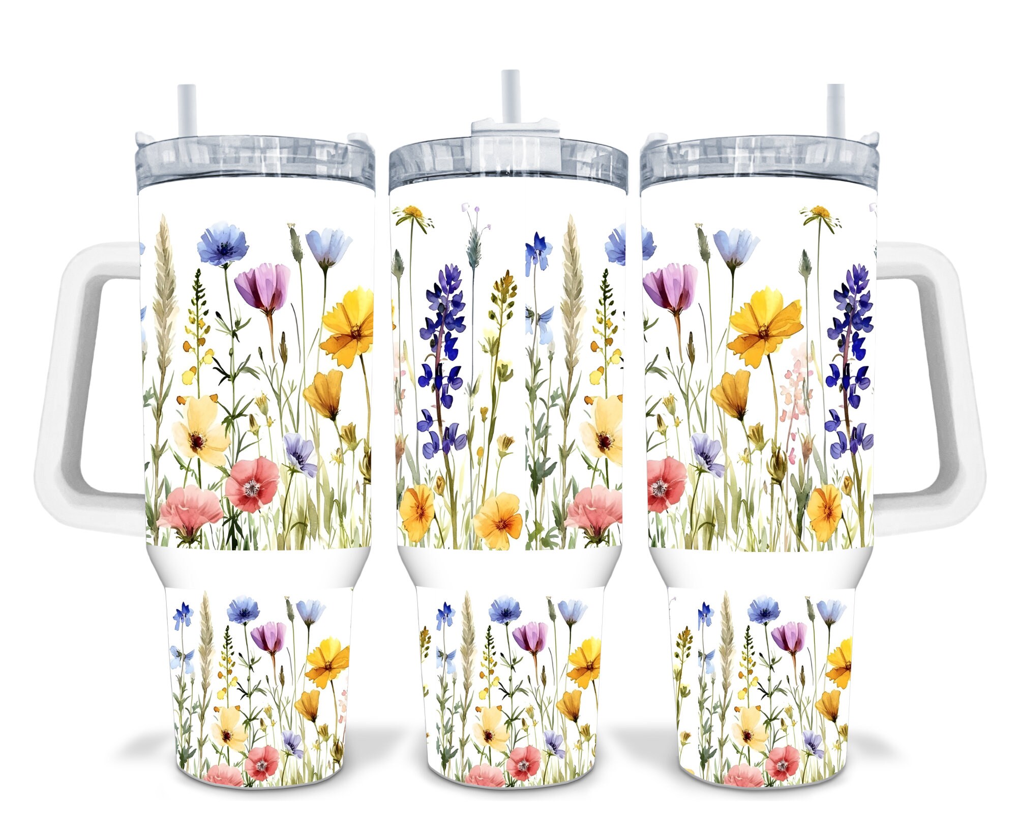 Colorful Wildflowers Custom Stanley Cup 40 oz 30 oz Tumbler With Handle