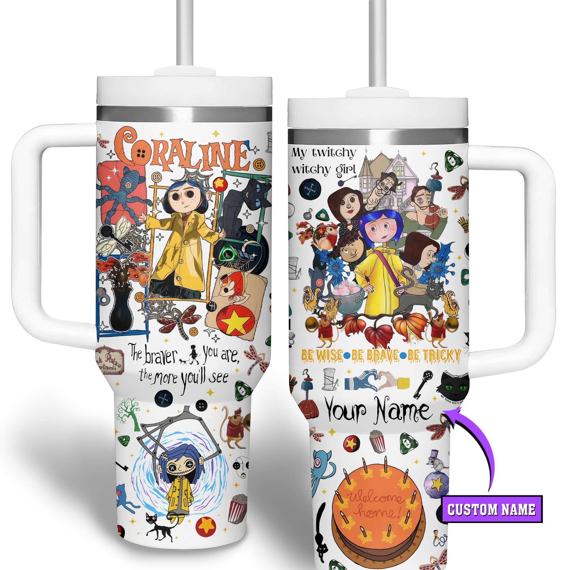 Coraline Cartoon Custom Stanley Cup 40 oz 30 oz Tumbler With Handle