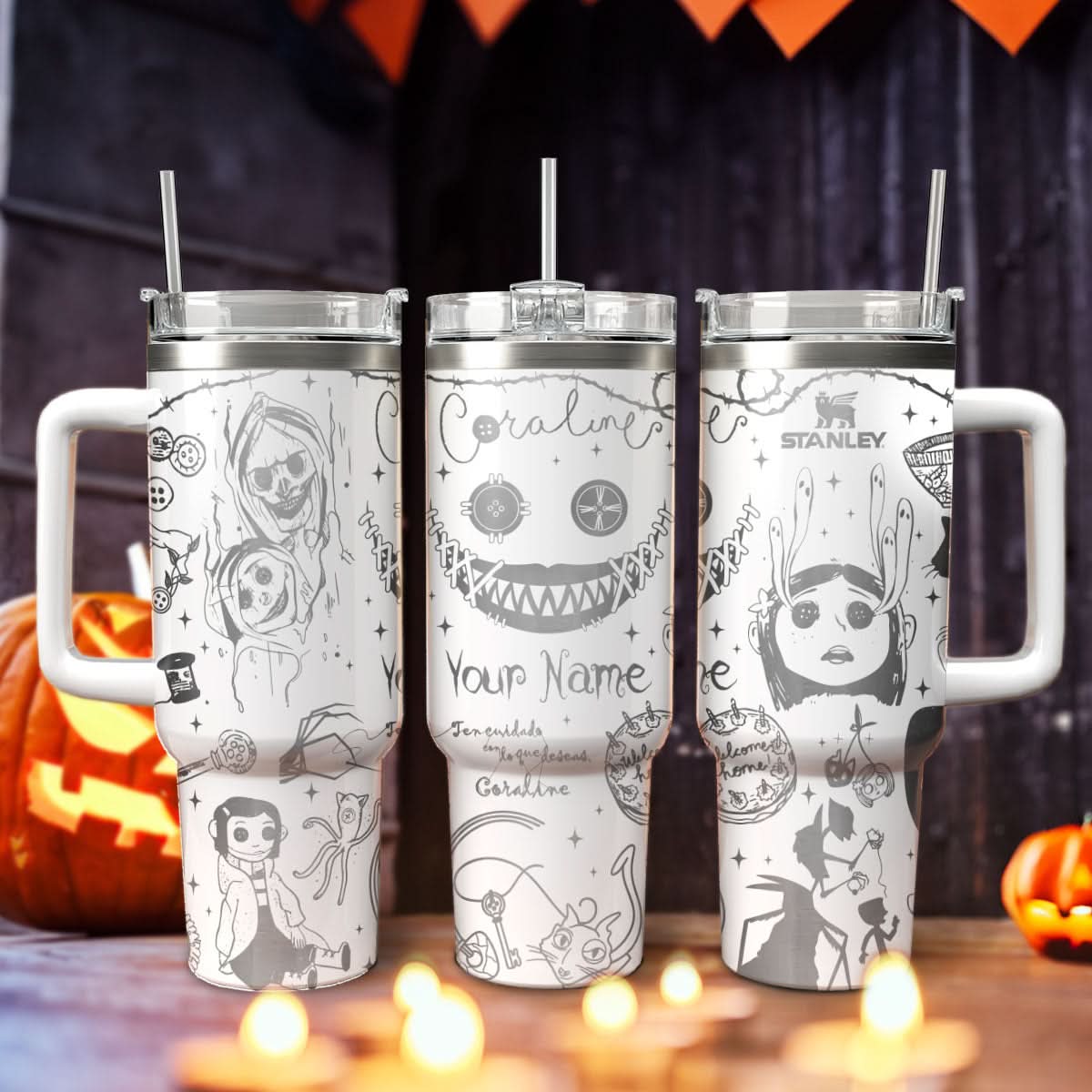 Coraline Cartoon Custom Stanley Cup 40 oz 30 oz Tumbler With Handle