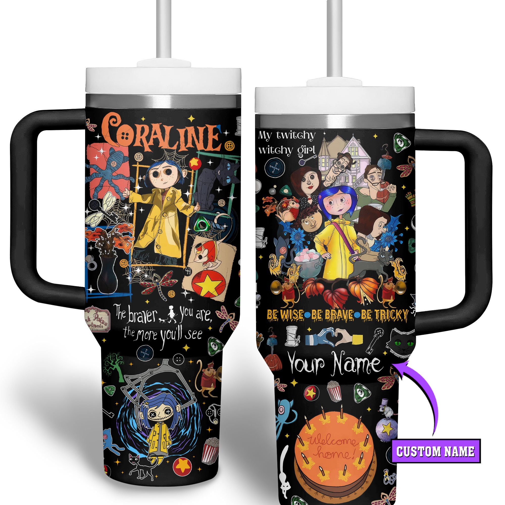 Coraline Cartoon Custom Stanley Cup 40 oz 30 oz Tumbler With Handle