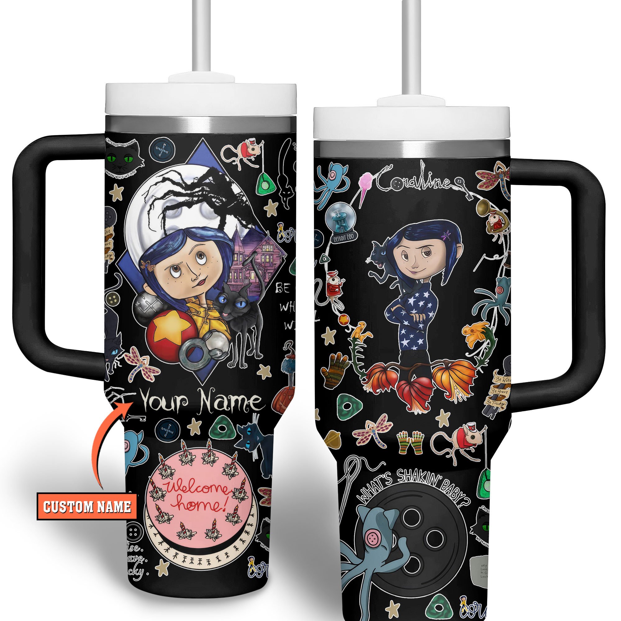 Coraline Cartoon Custom Stanley Cup 40 oz 30 oz Tumbler With Handle