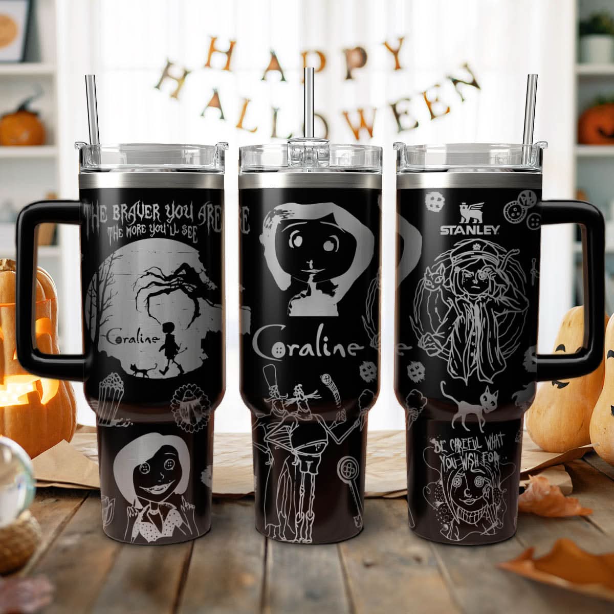 Coraline Cartoon Custom Stanley Cup 40 oz 30 oz Tumbler With Handle