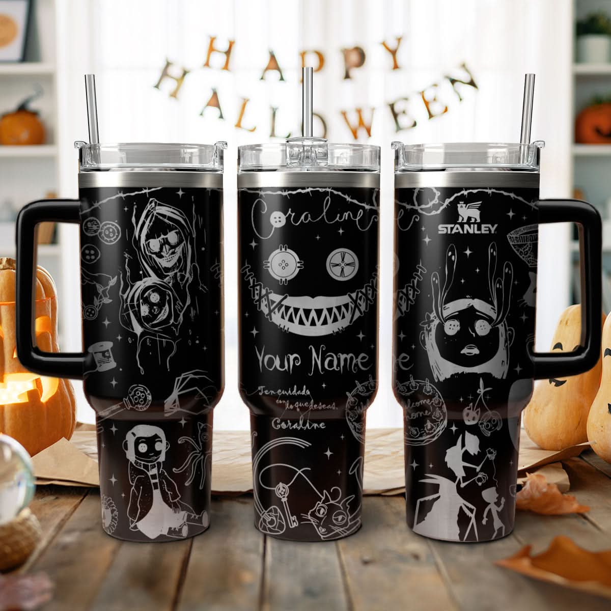 Coraline Cartoon Custom Stanley Cup 40 oz 30 oz Tumbler With Handle