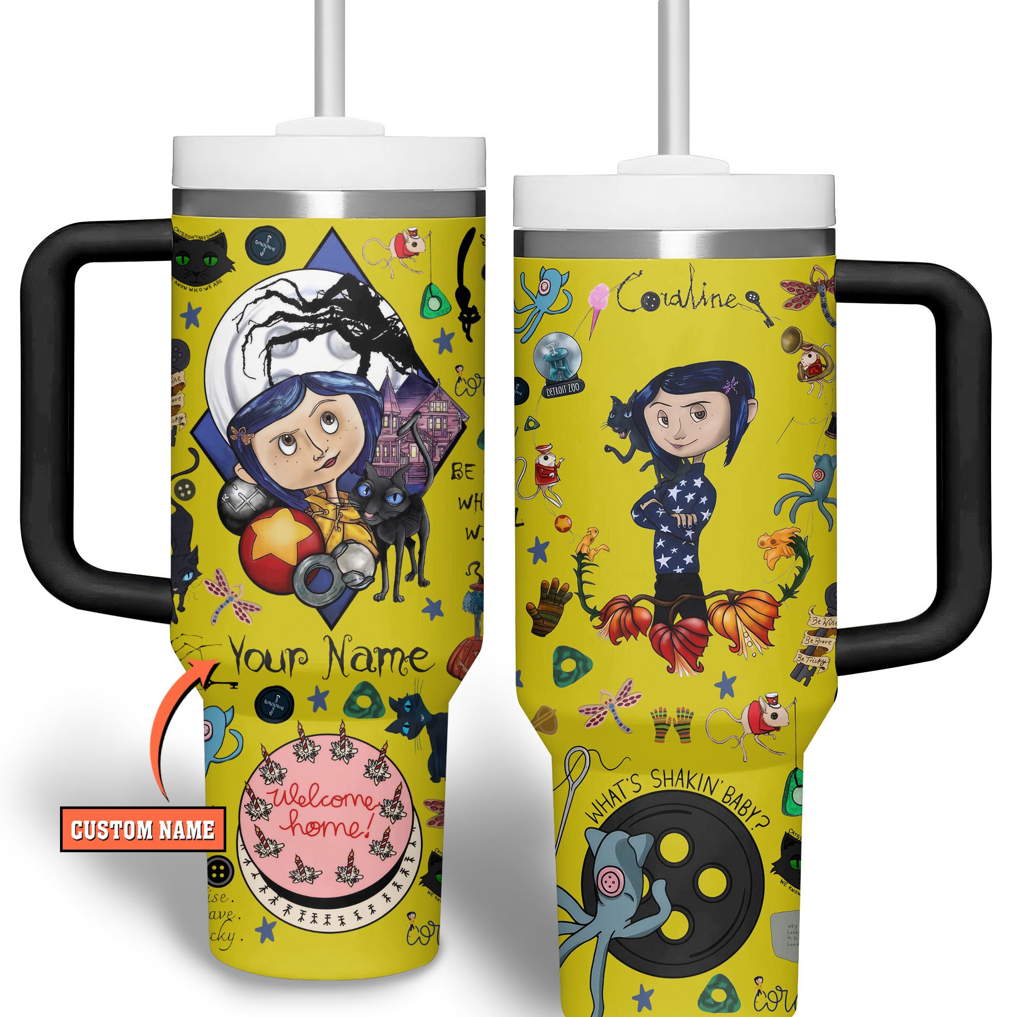 Coraline Cartoon Custom Stanley Cup 40 oz 30 oz Tumbler With Handle