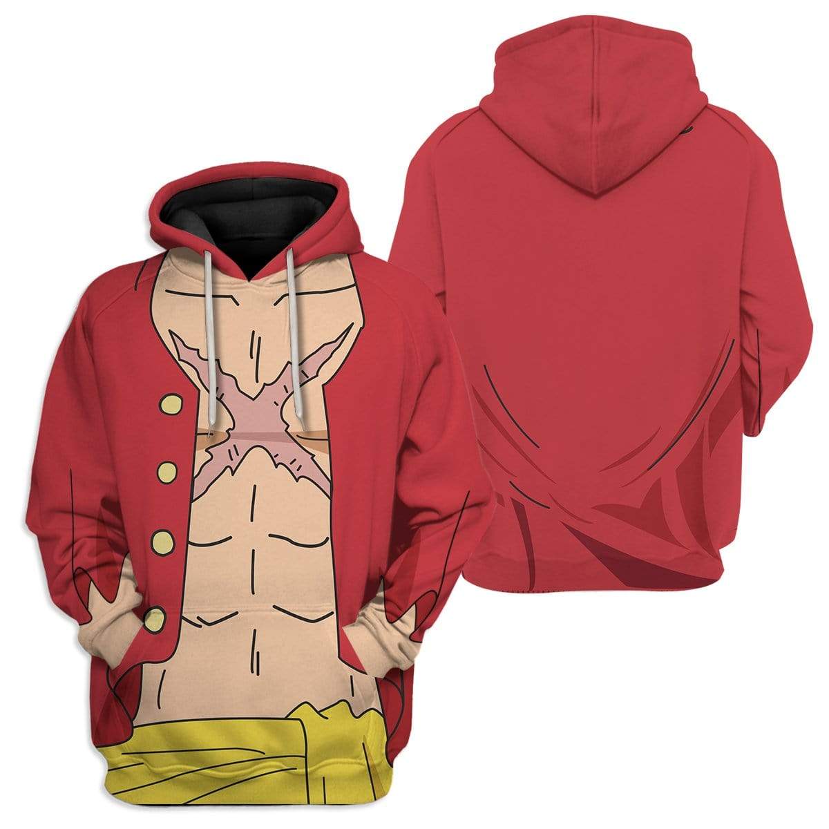 Cosplay Luffy One Piece Costume Hoodie Sweatshirt T-Shirt Sweatpants Tracksuit - Stormmerch Exclusive