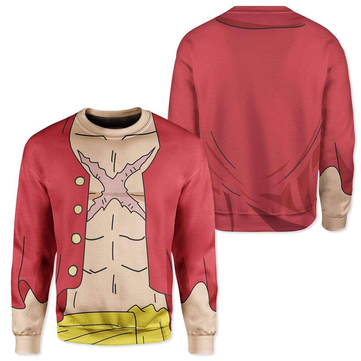 Cosplay Luffy One Piece Costume Hoodie Sweatshirt T-Shirt Sweatpants Tracksuit - Stormmerch Exclusive
