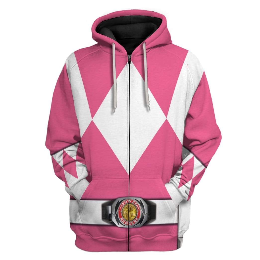Cosplay Pink MIGHTY MORPHIN Power Ranger Costume Hoodie Sweatshirt T-Shirt Sweatpants Tracksuit - Stormmerch Exclusive