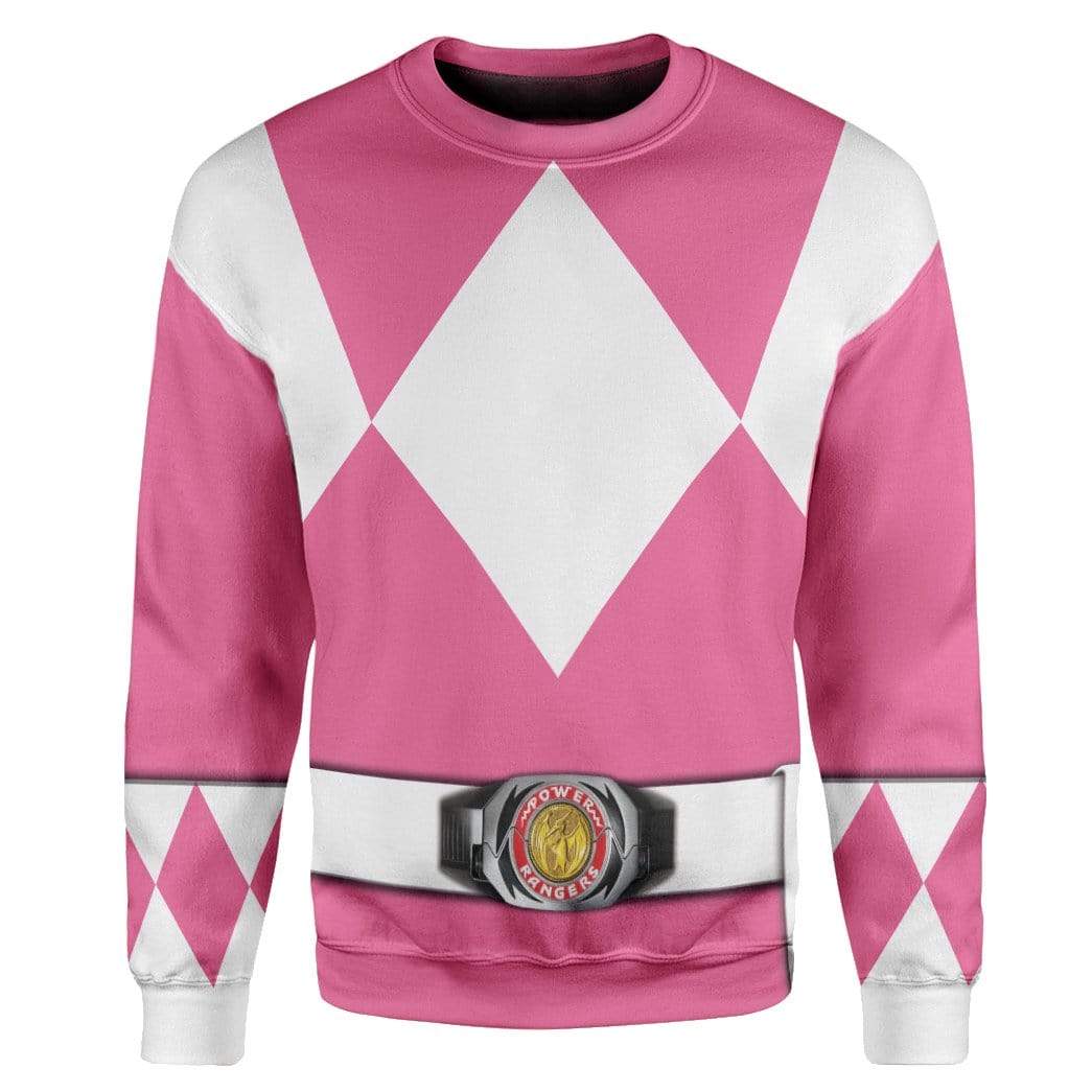 Cosplay Pink MIGHTY MORPHIN Power Ranger Costume Hoodie Sweatshirt T-Shirt Sweatpants Tracksuit - Stormmerch Exclusive