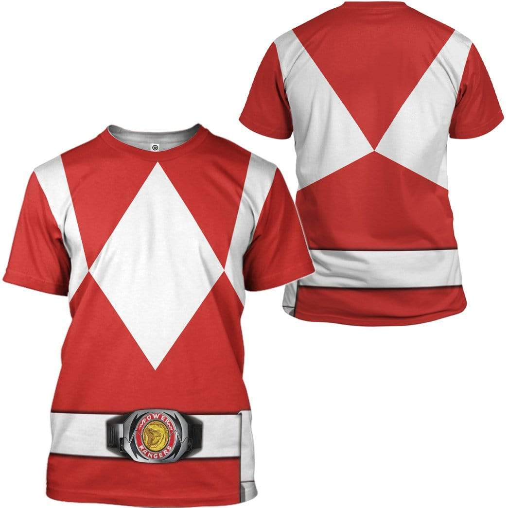 Cosplay Red MIGHTY MORPHIN Power Ranger Costume Hoodie Sweatshirt T-Shirt Sweatpants Tracksuit - Stormmerch Exclusive