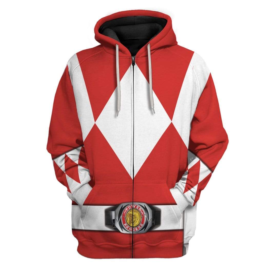 Cosplay Red MIGHTY MORPHIN Power Ranger Costume Hoodie Sweatshirt T-Shirt Sweatpants Tracksuit - Stormmerch Exclusive