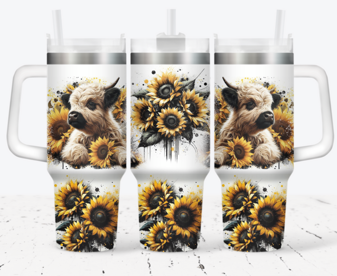 Cow Flower Custom Stanley Cup 40 oz 30 oz Tumbler With Handle