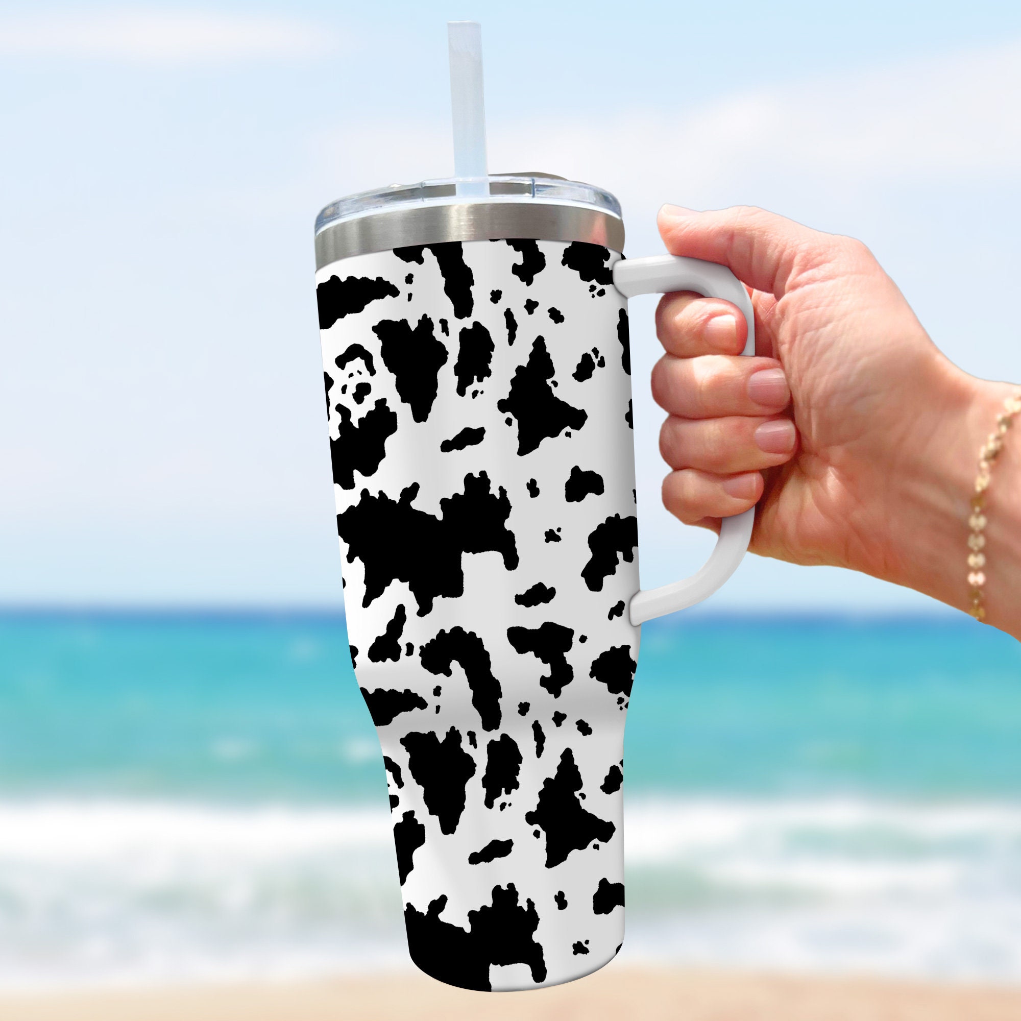 Cow Print Custom Stanley Cup 40 oz 30 oz Tumbler With Handle