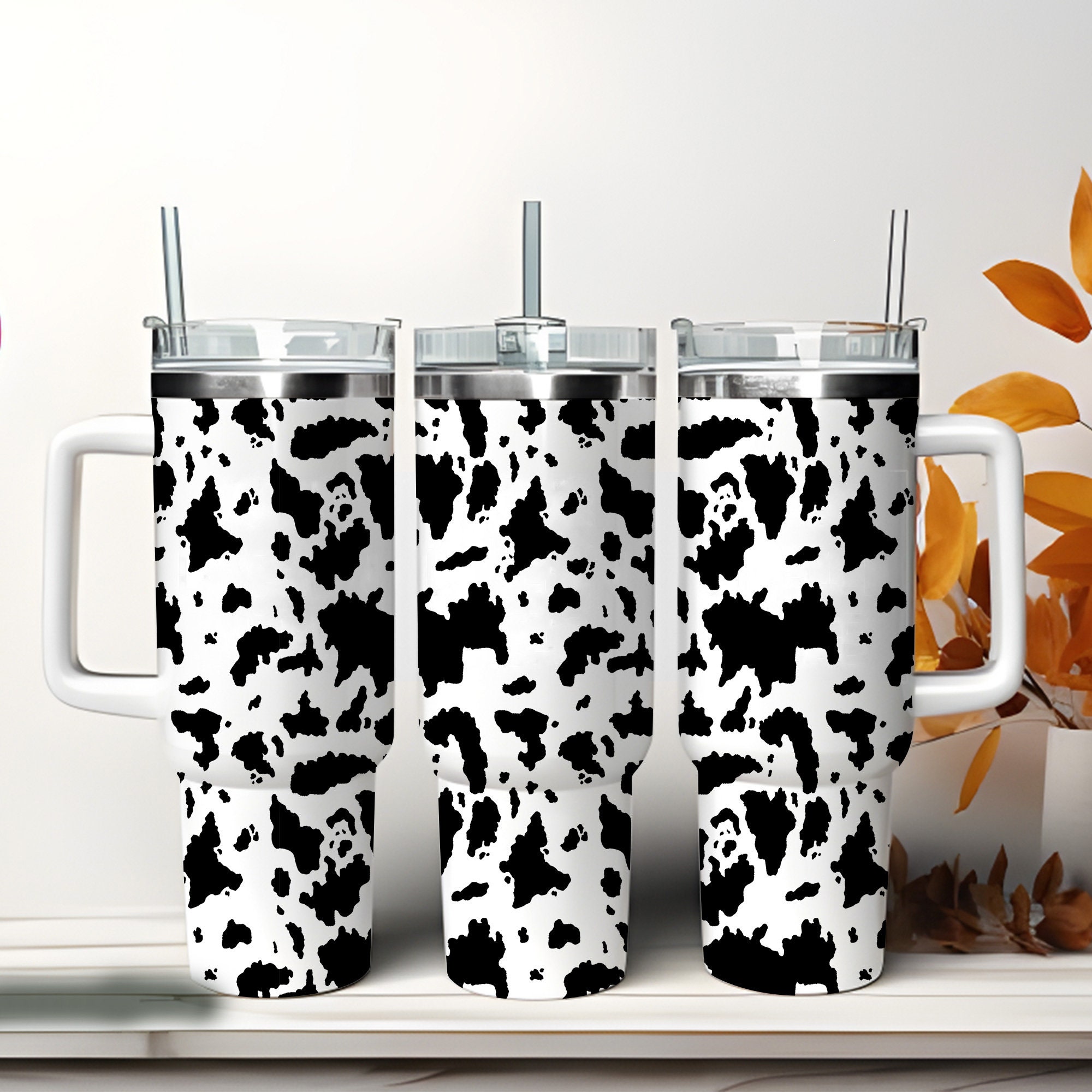 Cow Print Custom Stanley Cup 40 oz 30 oz Tumbler With Handle
