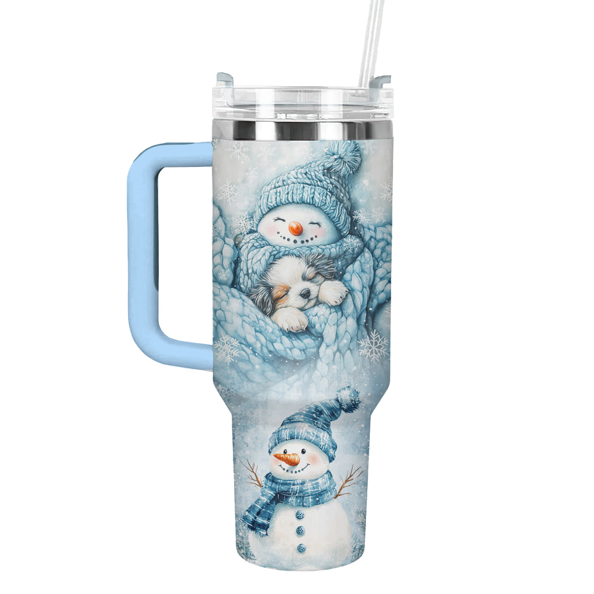 Cozy Snowman Christmas Custom Stanley Cup 40 oz 30 oz Tumbler With Handle