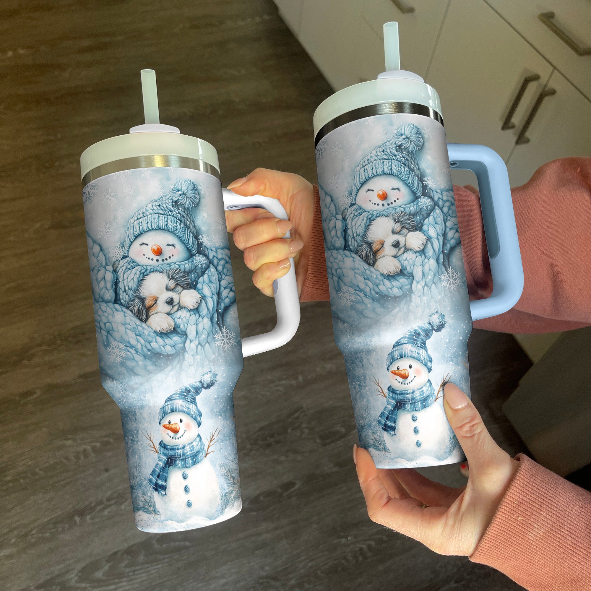 Cozy Snowman Christmas Custom Stanley Cup 40 oz 30 oz Tumbler With Handle