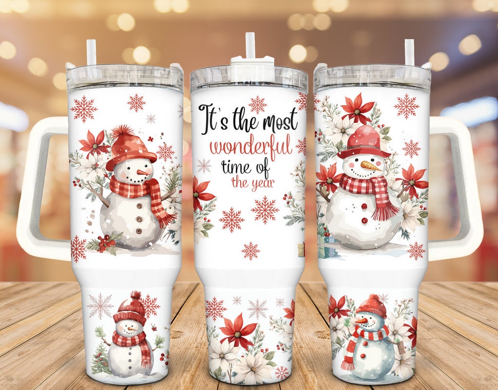 Cute Snowman Custom Stanley Cup 40 oz 30 oz Tumbler With Handle